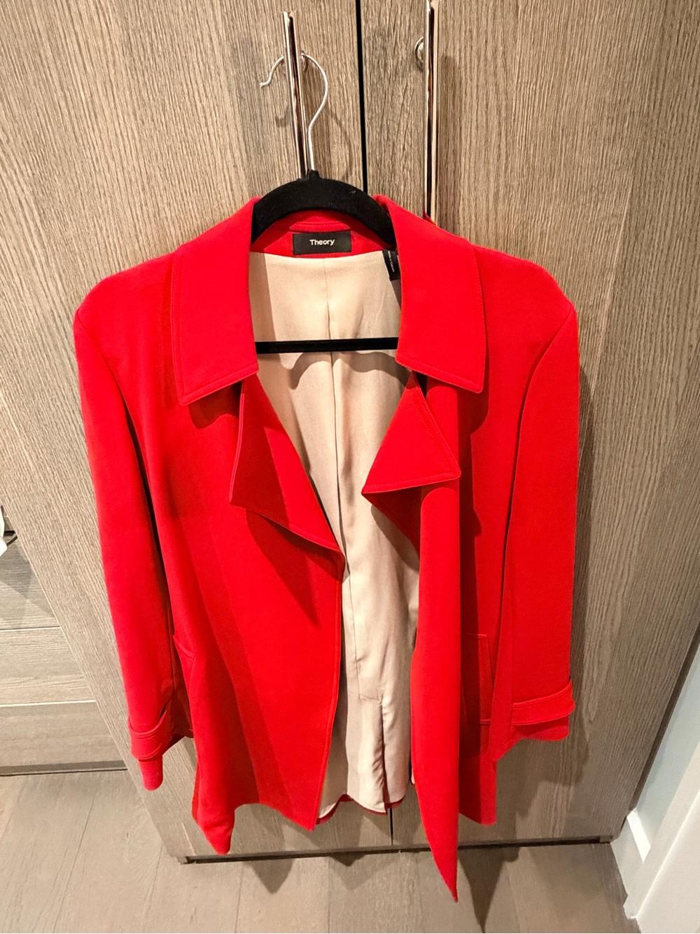 Theory Red Belted Trench-Style Jacket